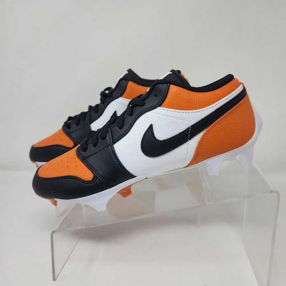 Jordan Football Cleats Shoes Mens 10 Orange Black White Molded Swoosh Logo